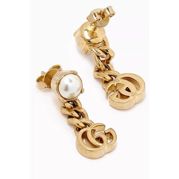 Gucci Gold Pearl Double G Earrings - OS - Picture 4 of 5